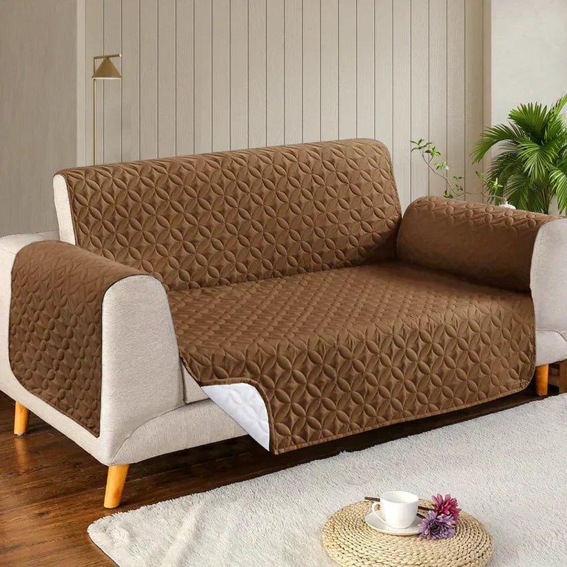 Ultrasonic Microfiber Sofa Cover - Brown