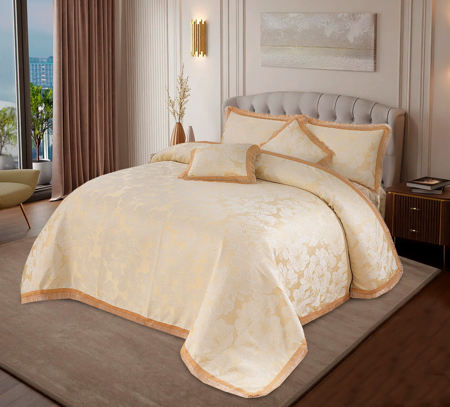 3-Piece King Size Cotton Bed Sheet Set – Crystal Design with Pillow Covers – Soft & Washable