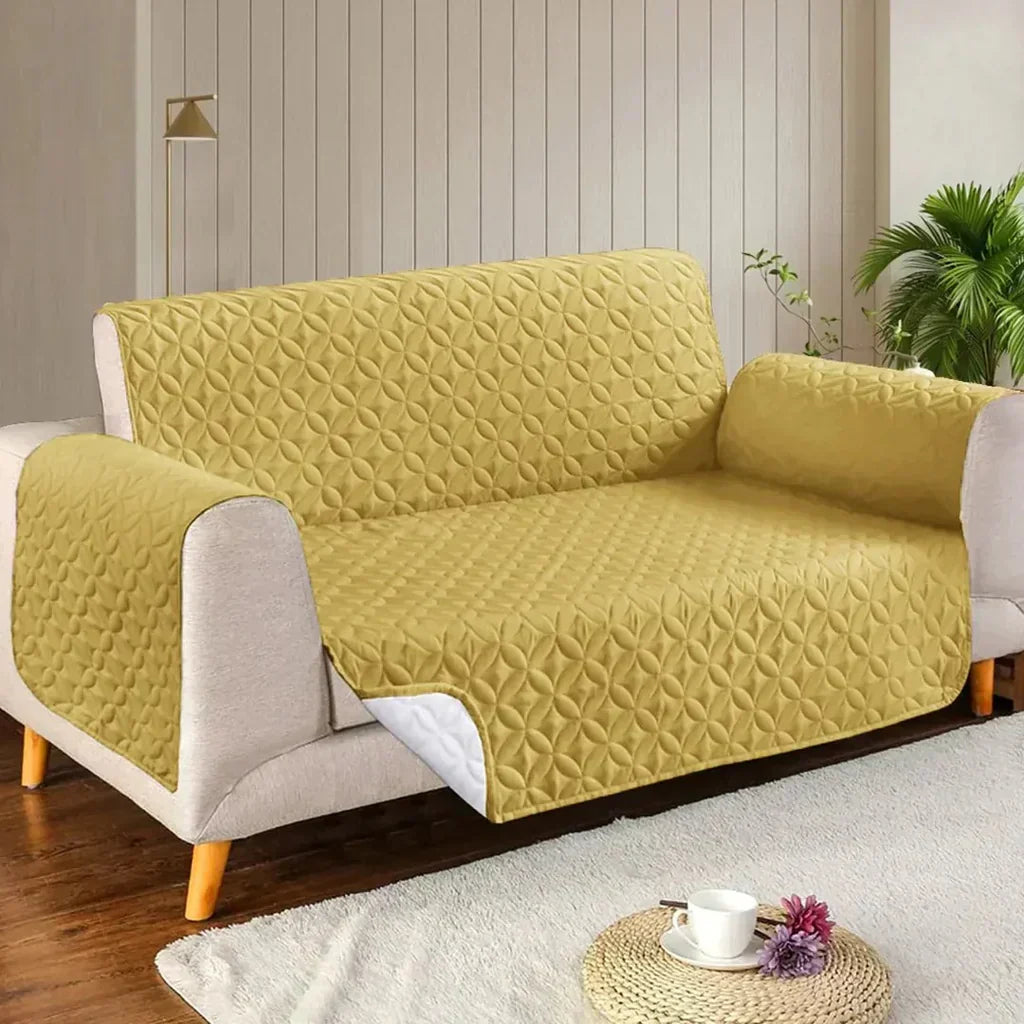 Ultrasonic Microfiber Sofa Cover - Beige Skin Yellow