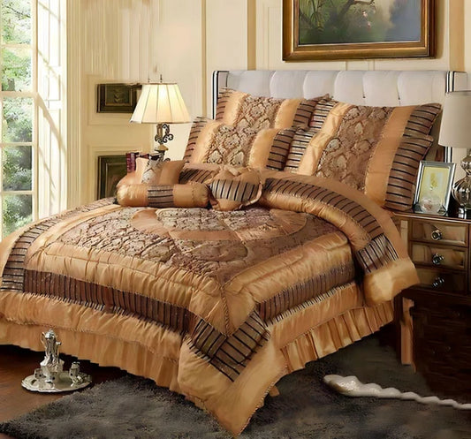 14-Piece Premium Bed Set with Frill & Filled Comforter – Quilted Cushions, Neck Rolls & Floor Cushions – Elegant Design