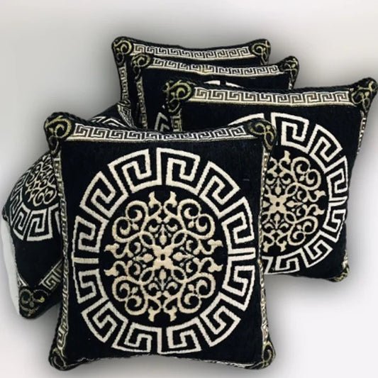 5-Piece Velvet Jacquard Cushion Cover Set – 15x15 Inches, Premium Washable Fabric with Color Guarantee