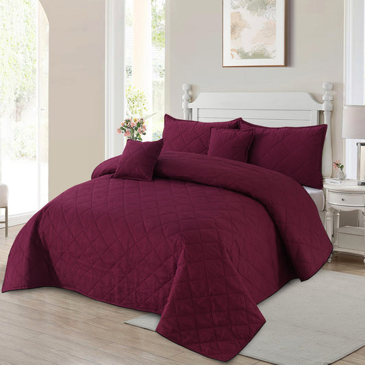 3-Piece Quilted Ultrasonic Embossed Microfiber Bedspread Set – All-Season Comfort with Pillow Covers