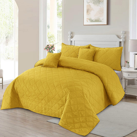 3-Piece Quilted Ultrasonic Embossed Microfiber Bedspread Set – All-Season Comfort with Pillow Covers