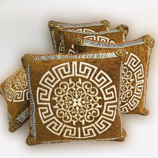 5-Piece Velvet Jacquard Cushion Cover Set – 15x15 Inches, Premium Washable Fabric with Color Guarantee