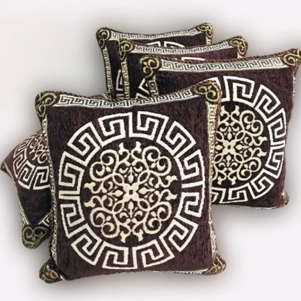 5-Piece Velvet Jacquard Cushion Cover Set – 15x15 Inches, Premium Washable Fabric with Color Guarantee