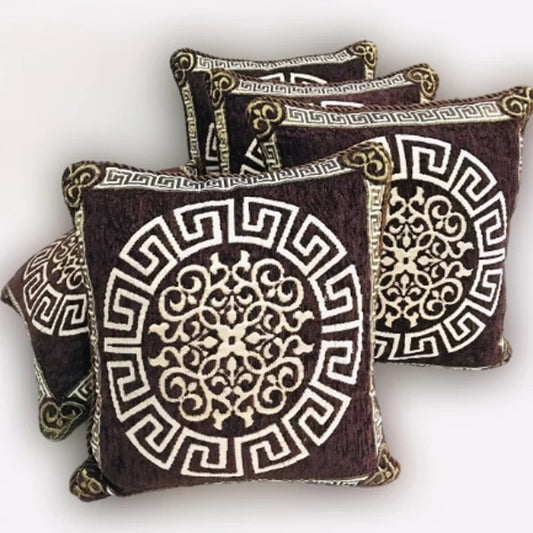 5-Piece Velvet Jacquard Cushion Cover Set – 15x15 Inches, Premium Washable Fabric with Color Guarantee