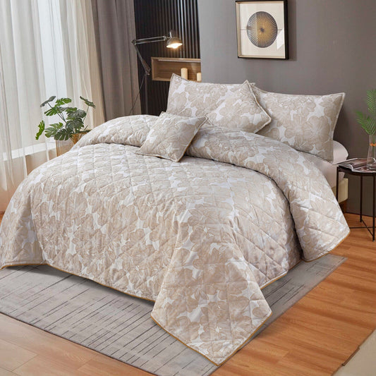 3-Piece Quilted Ultrasonic Embossed Microfiber Bedspread Set – All-Season Comfort with Pillow Covers