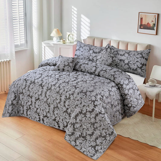 3-Piece Quilted Ultrasonic Embossed Microfiber Bedspread Set – All-Season Comfort with Pillow Covers
