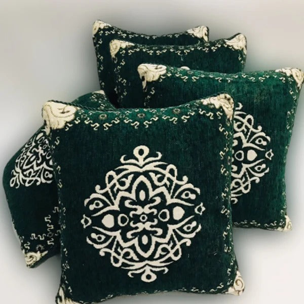 5-Piece Velvet Jacquard Cushion Cover Set – 15x15 Inches, Premium Washable Fabric with Color Guarantee