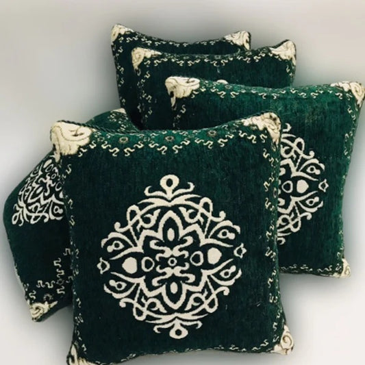 5-Piece Velvet Jacquard Cushion Cover Set – 15x15 Inches, Premium Washable Fabric with Color Guarantee