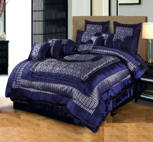 14-Piece Premium Bed Set with Frill & Filled Comforter – Quilted Cushions, Neck Rolls & Floor Cushions – Elegant Design