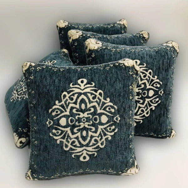 5-Piece Velvet Jacquard Cushion Cover Set – 15x15 Inches, Premium Washable Fabric with Color Guarantee