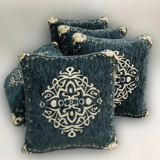 5-Piece Velvet Jacquard Cushion Cover Set – 15x15 Inches, Premium Washable Fabric with Color Guarantee