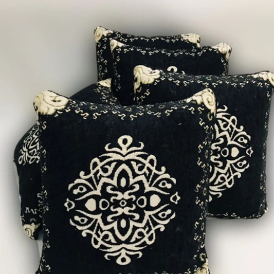 5-Piece Velvet Jacquard Cushion Cover Set – 15x15 Inches, Premium Washable Fabric with Color Guarantee
