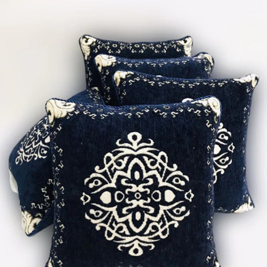 5-Piece Velvet Jacquard Cushion Cover Set – 15x15 Inches, Premium Washable Fabric with Color Guarantee