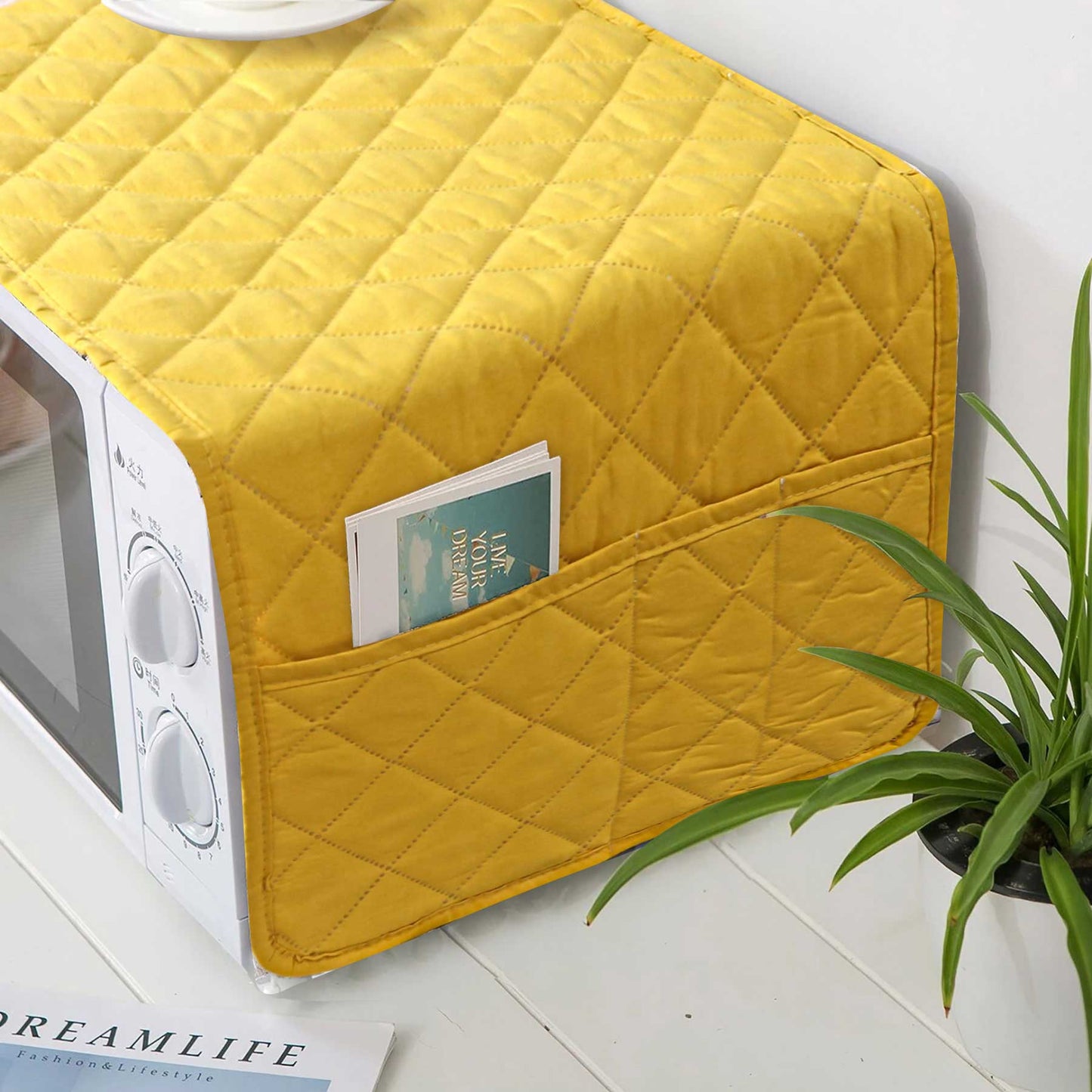 WATER PROOF QUILTED MICROWAVE OVEN COVER - Beige Skin Yellow