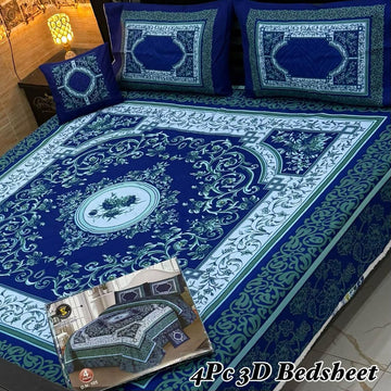 4Pc 3D Panel Bedsheet High Quality Soft cotton Bed sheet in Top famous Colors
