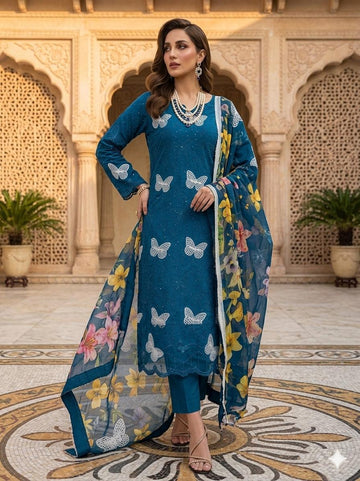 Maria B Chicken Kari Butterfly Embroidered