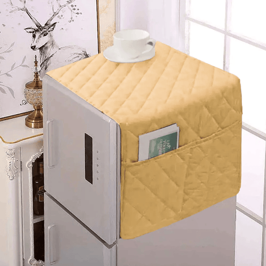 DustProof Quilted Fridge Cover - Beige Skin Yellow